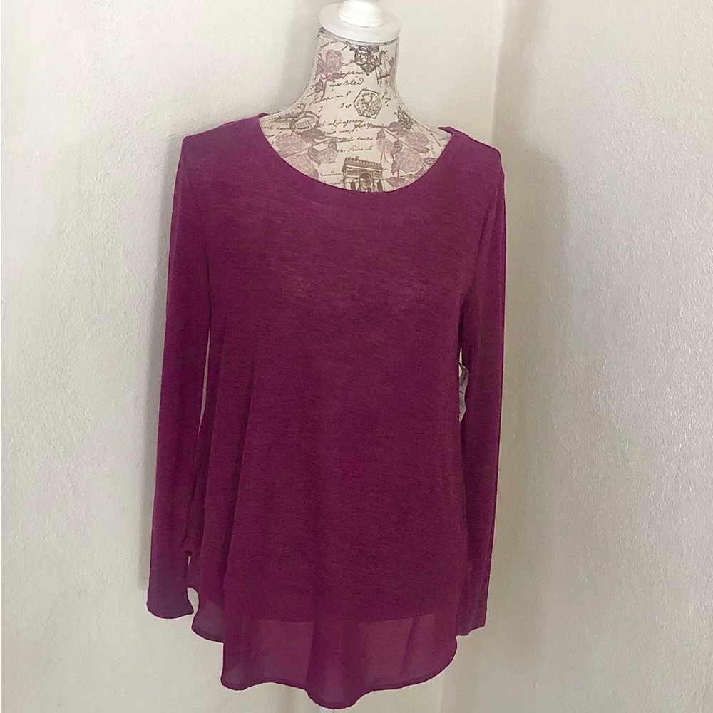 New Old Navy purple heather Long Sleeve Tunic Top with Chiffon Hem Size Small